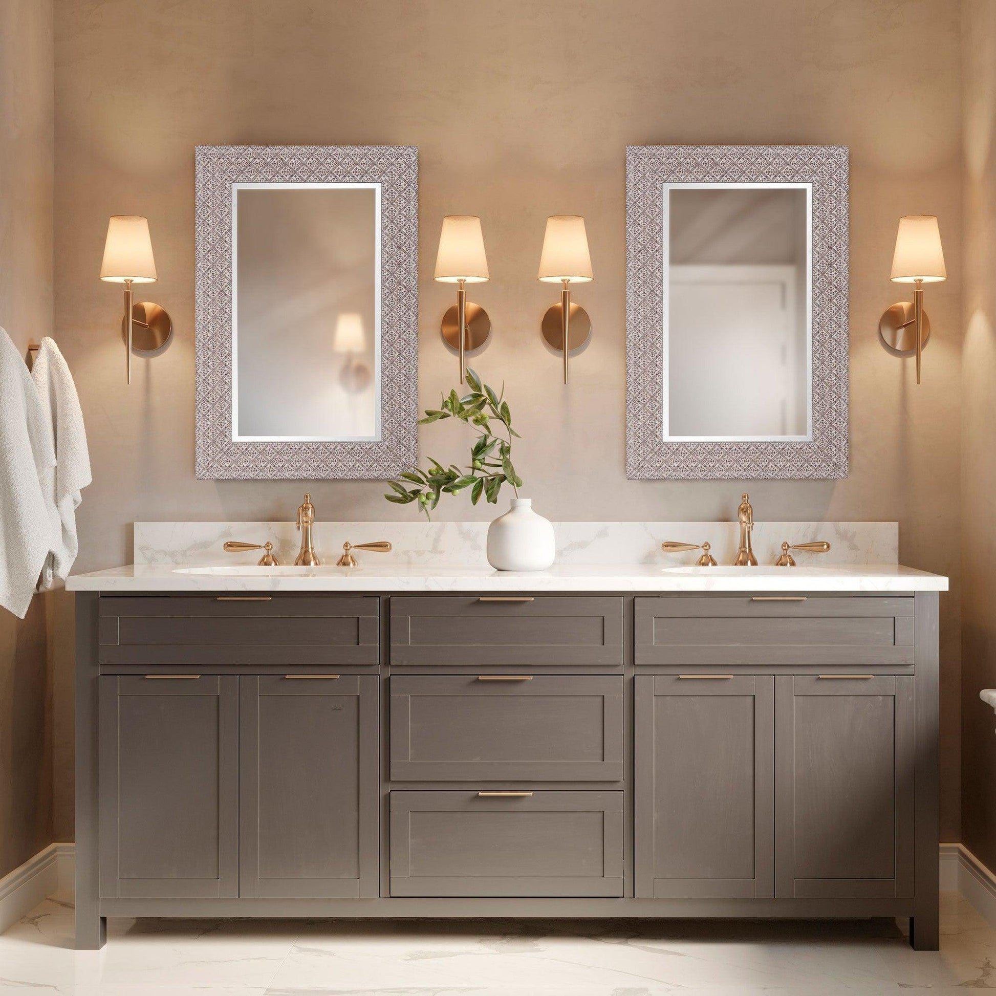 HomeRoots Gray Embossed Faux Wood Rectangular Mirror