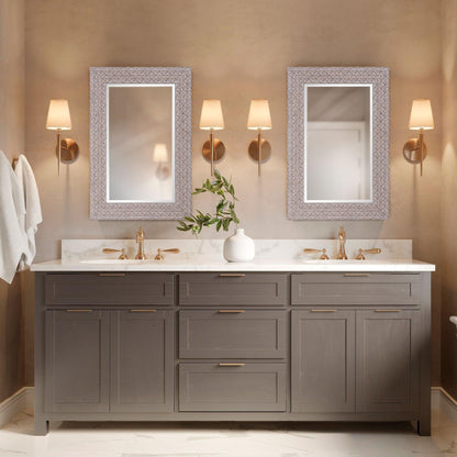 HomeRoots Gray Embossed Faux Wood Rectangular Mirror