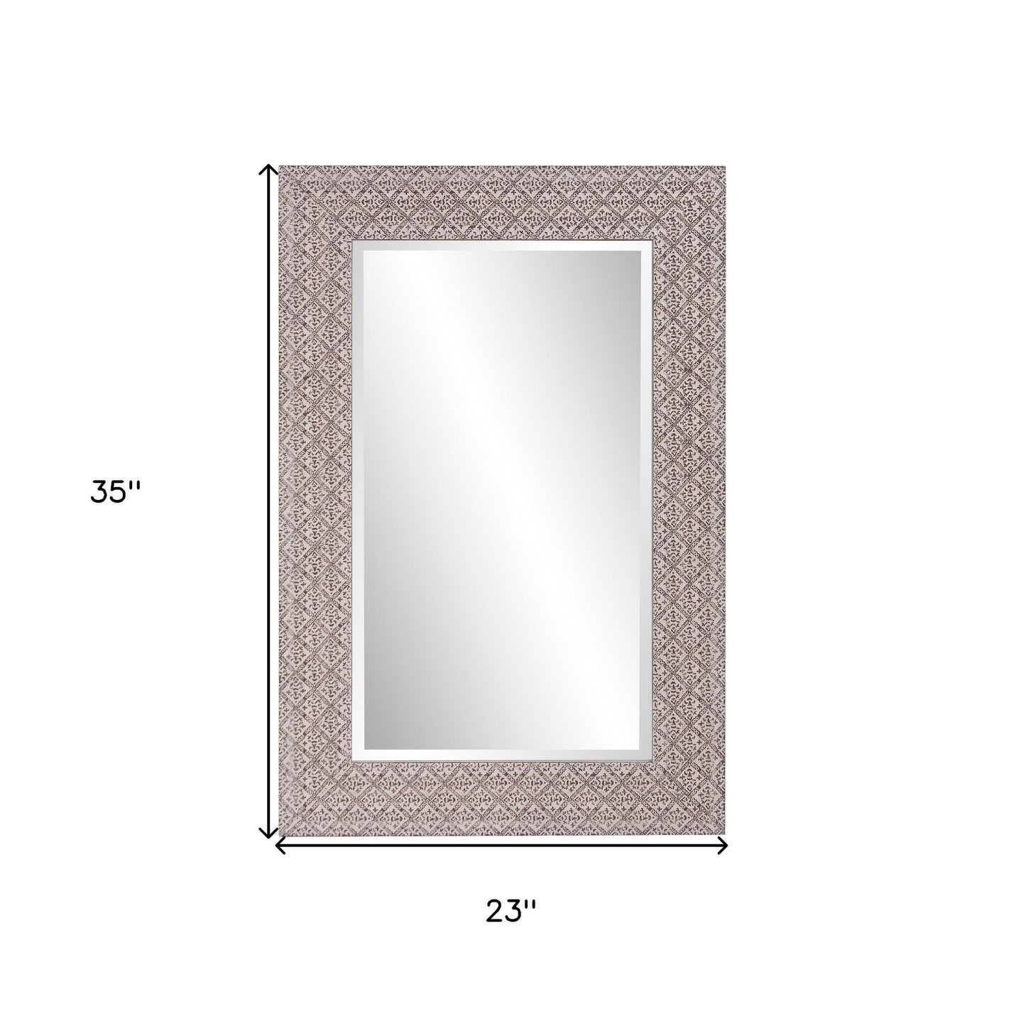 HomeRoots Gray Embossed Faux Wood Rectangular Mirror