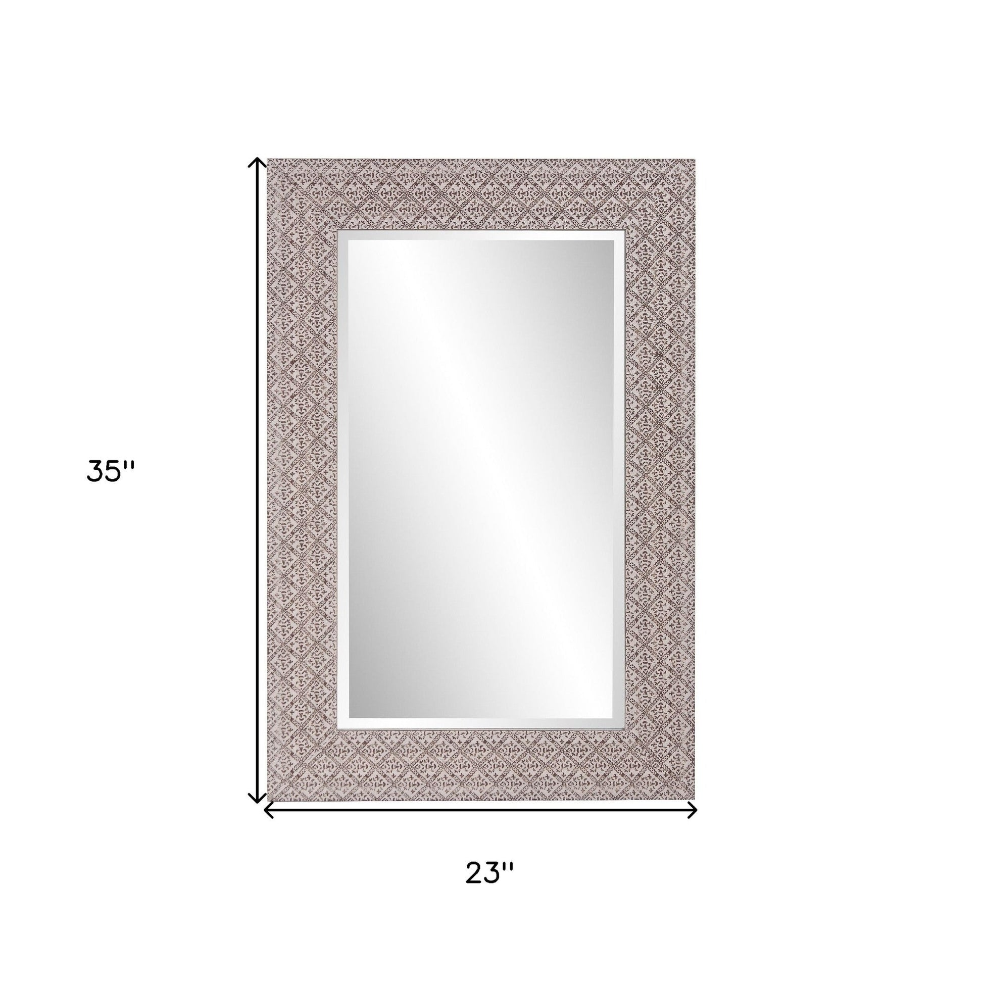 HomeRoots Gray Embossed Faux Wood Rectangular Mirror