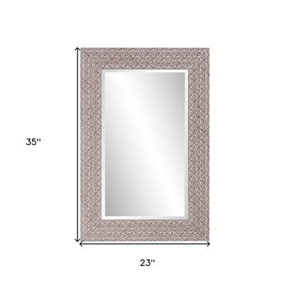 HomeRoots Gray Embossed Faux Wood Rectangular Mirror