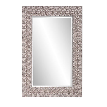 HomeRoots Gray Embossed Faux Wood Rectangular Mirror