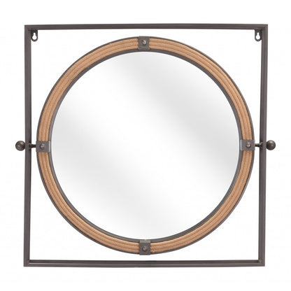 HomeRoots Gray Metal Nautical Round Mirror