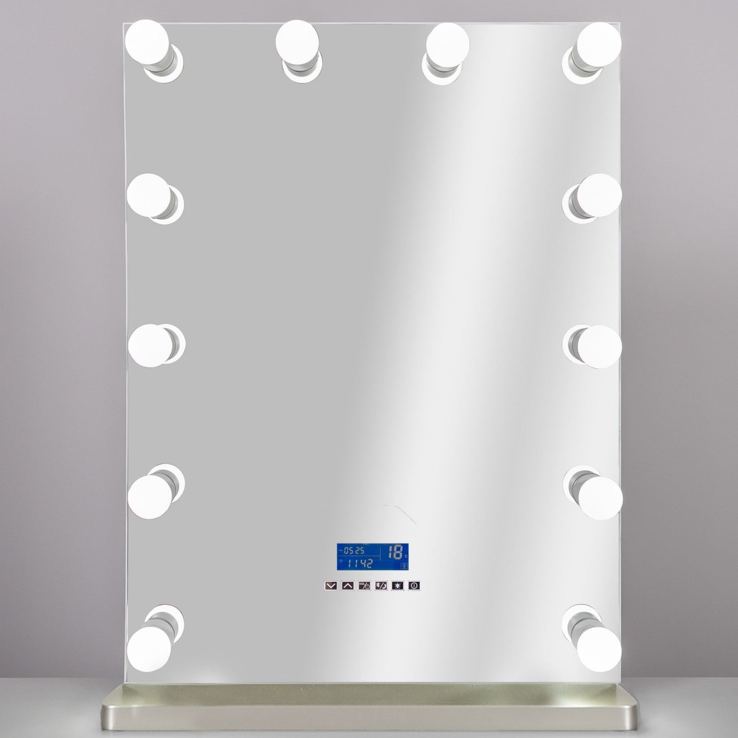 HomeRoots Gray Rectangular Glass and Metal Mirror with Stand