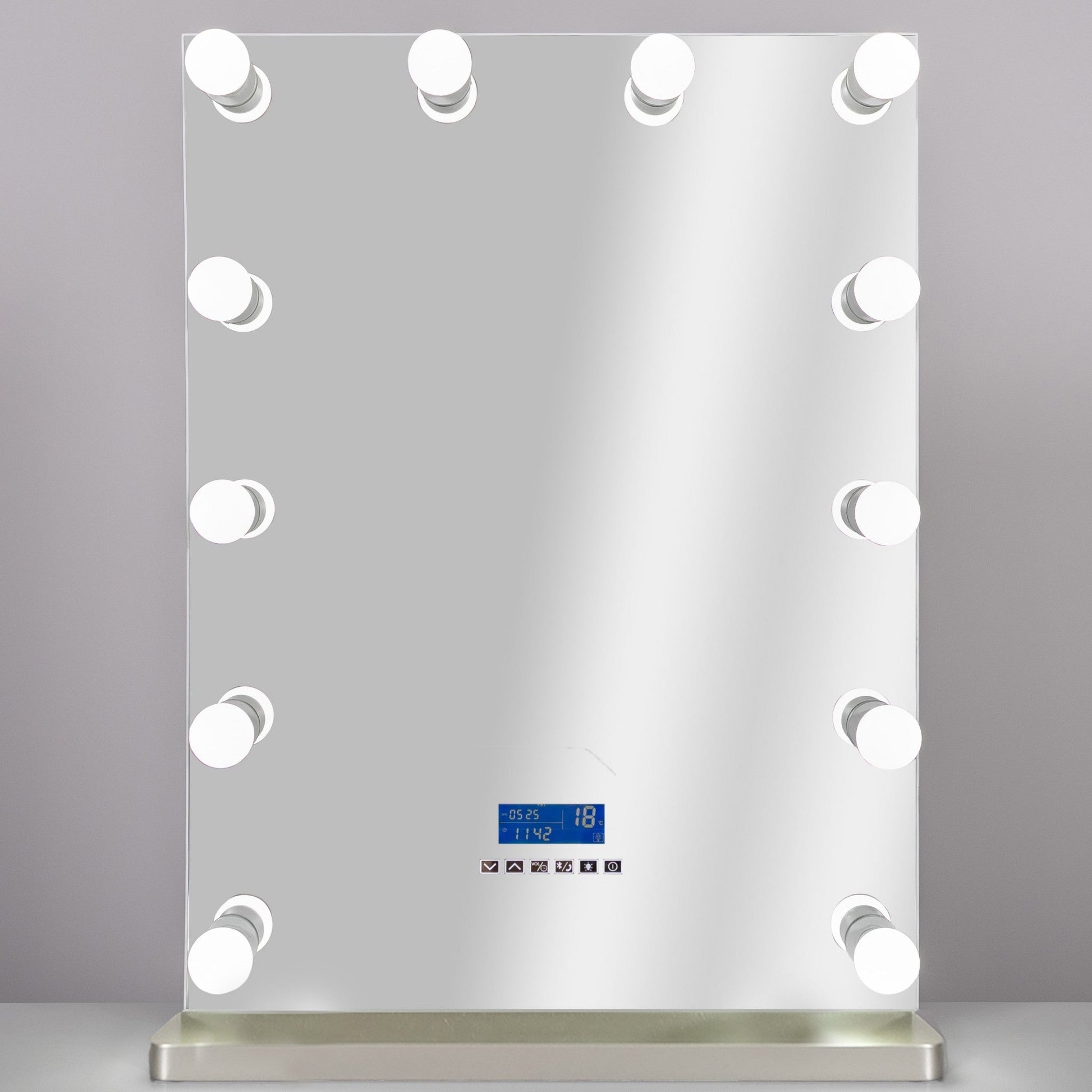 HomeRoots Gray Rectangular Glass and Metal Mirror with Stand