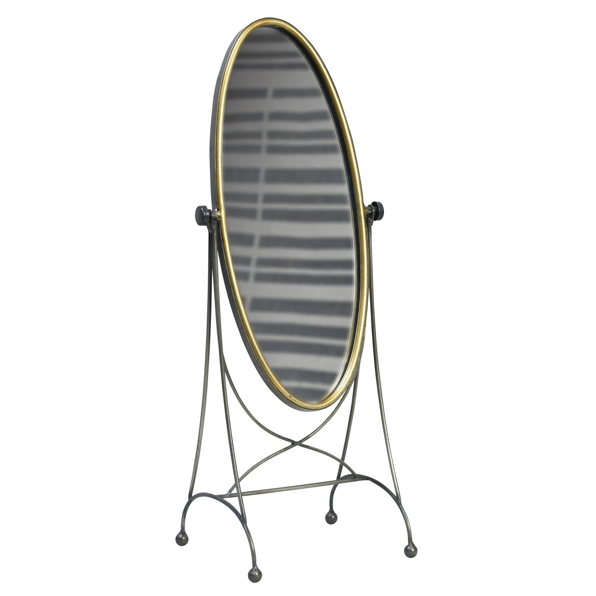 HomeRoots Gray and Gold Oval Vanity Floor Mirror