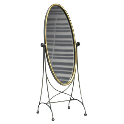 HomeRoots Gray and Gold Oval Vanity Floor Mirror