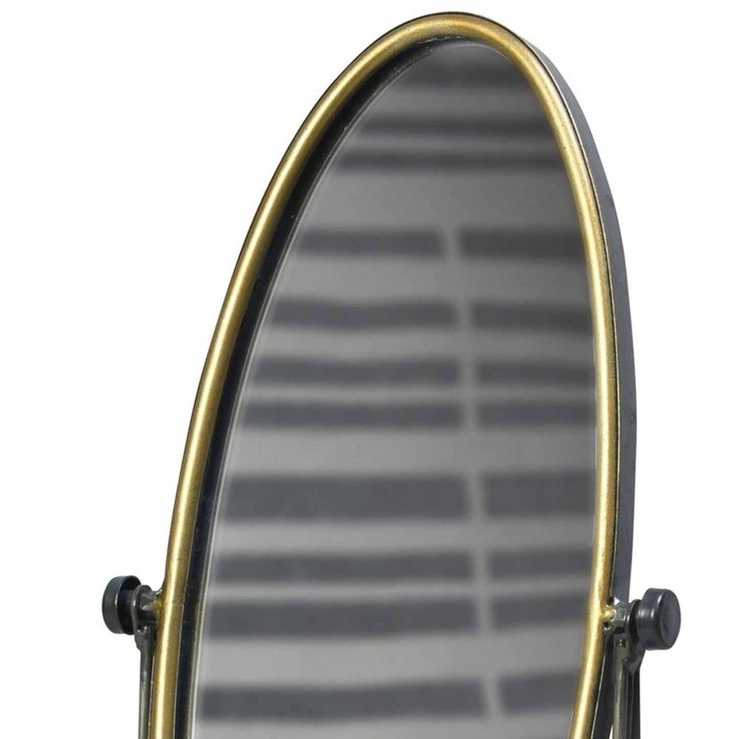 HomeRoots Gray and Gold Oval Vanity Floor Mirror