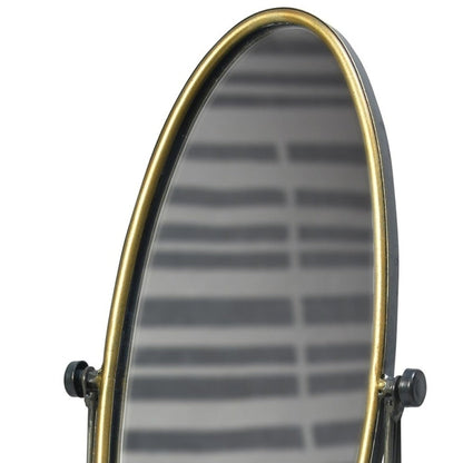 HomeRoots Gray and Gold Oval Vanity Floor Mirror