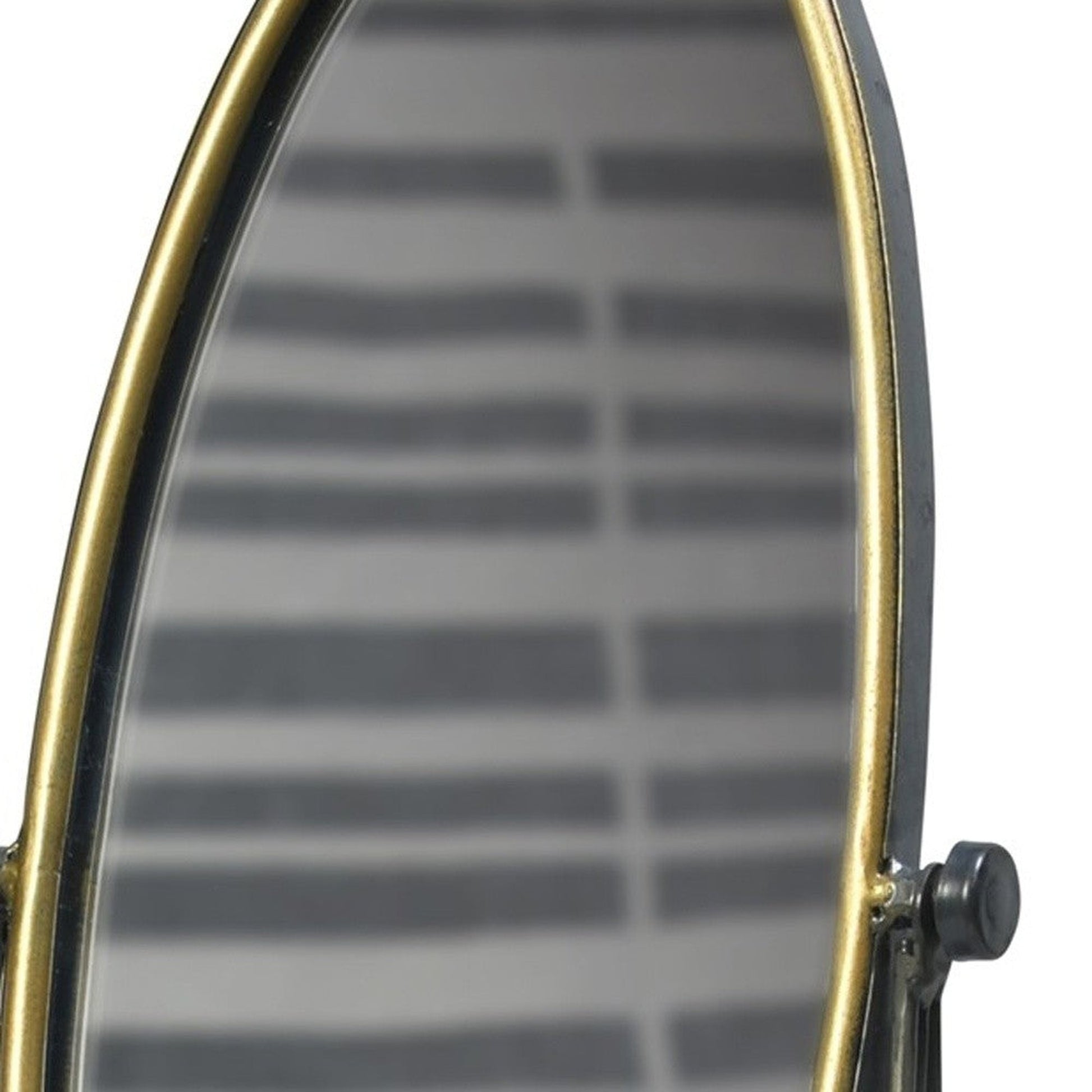 HomeRoots Gray and Gold Oval Vanity Floor Mirror