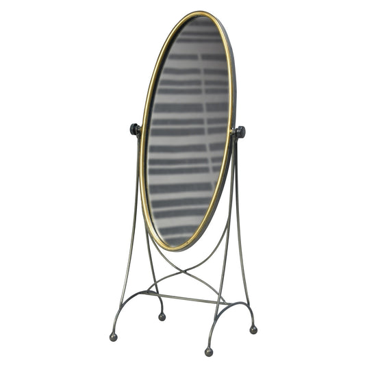 HomeRoots Gray and Gold Oval Vanity Floor Mirror
