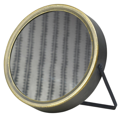 HomeRoots Gray and Gold Tabletop Round Vanity Mirror