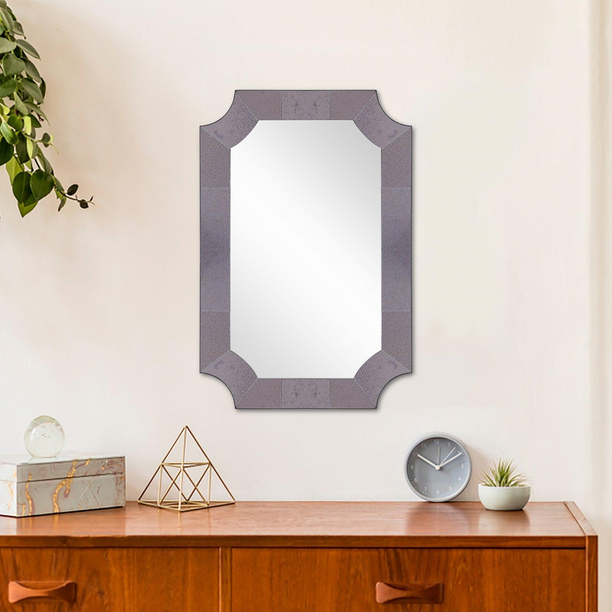 HomeRoots Grey Antiqued Framed Mirror