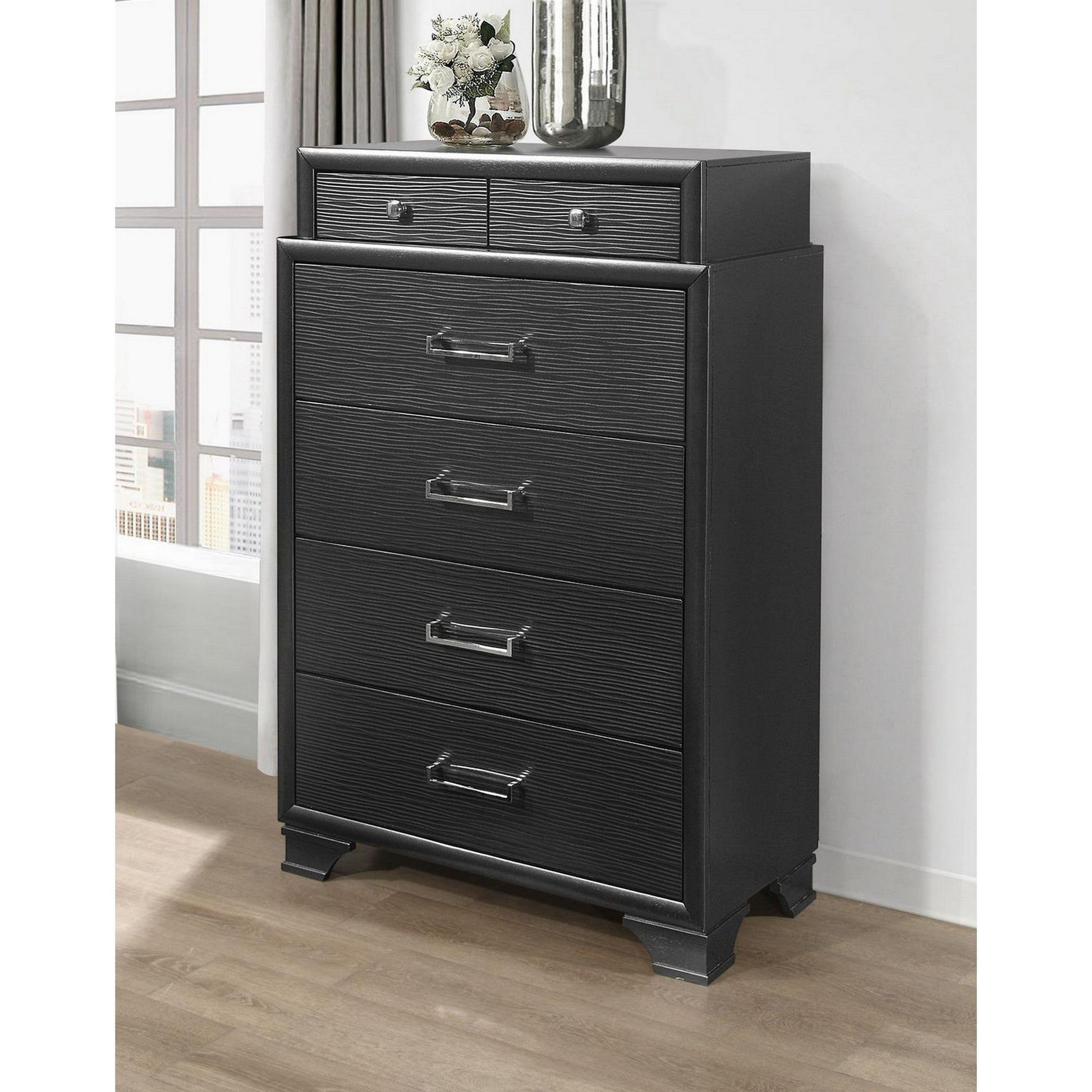 HomeRoots Grey Cabinet With 6 Drawers