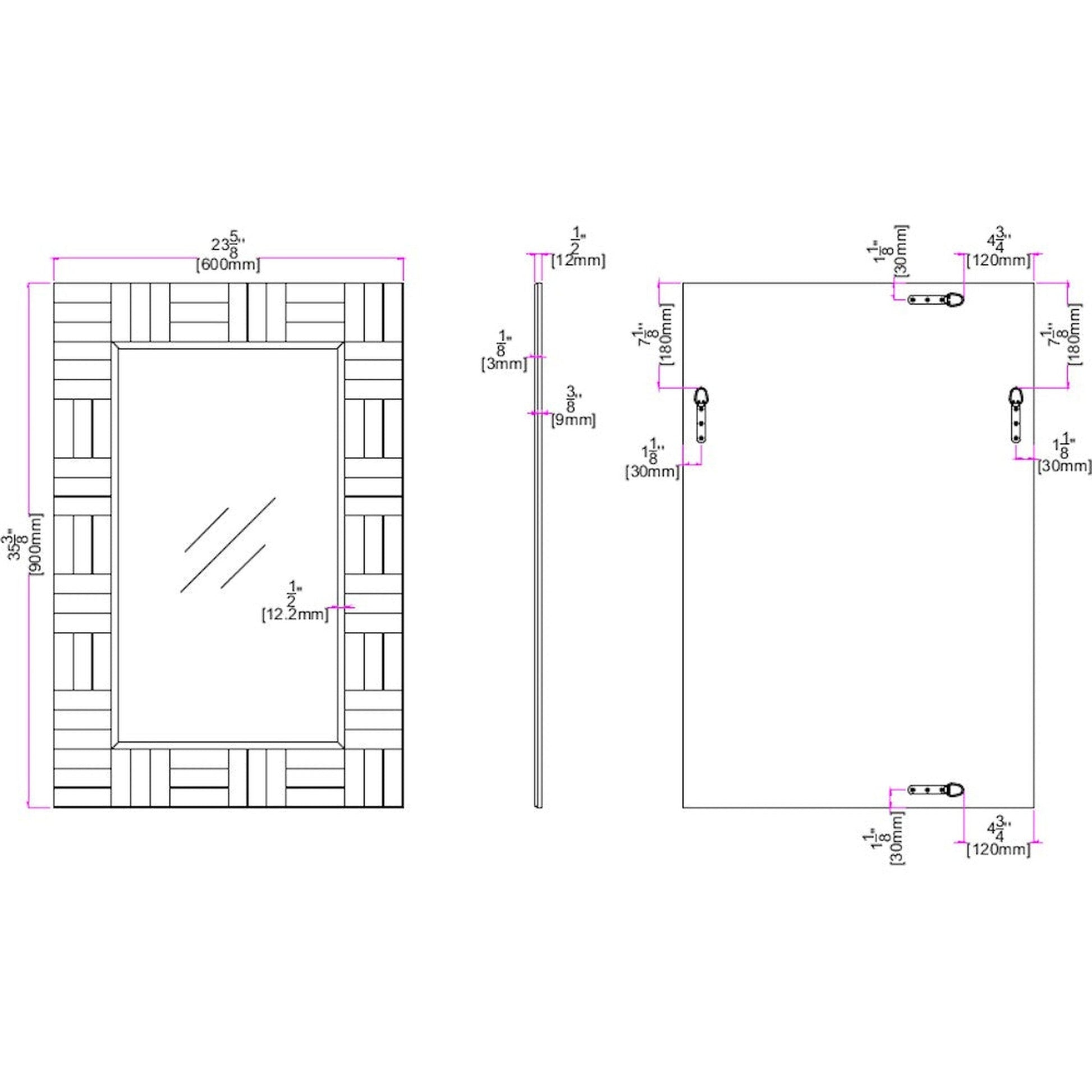 HomeRoots Grey Rectangular Mirror