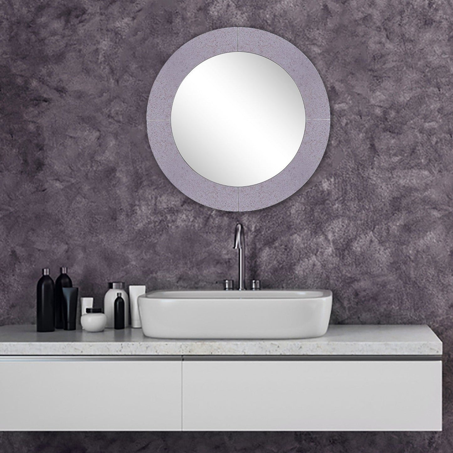 HomeRoots Grey Round Wall Mirror