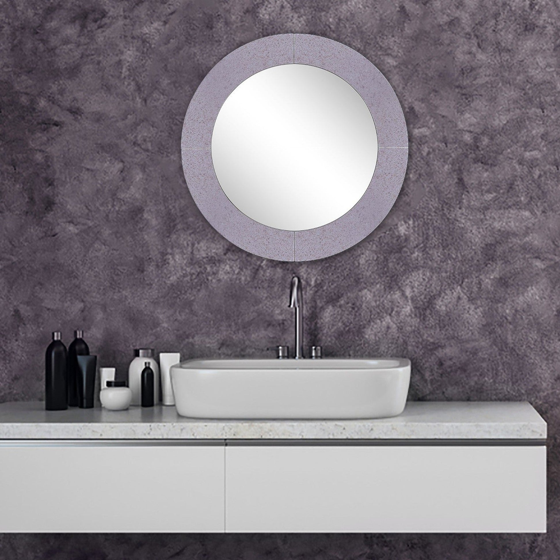 HomeRoots Grey Round Wall Mirror