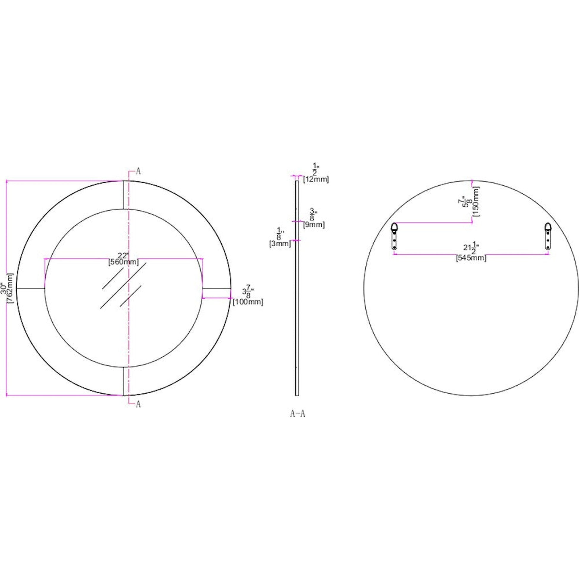 HomeRoots Grey Round Wall Mirror