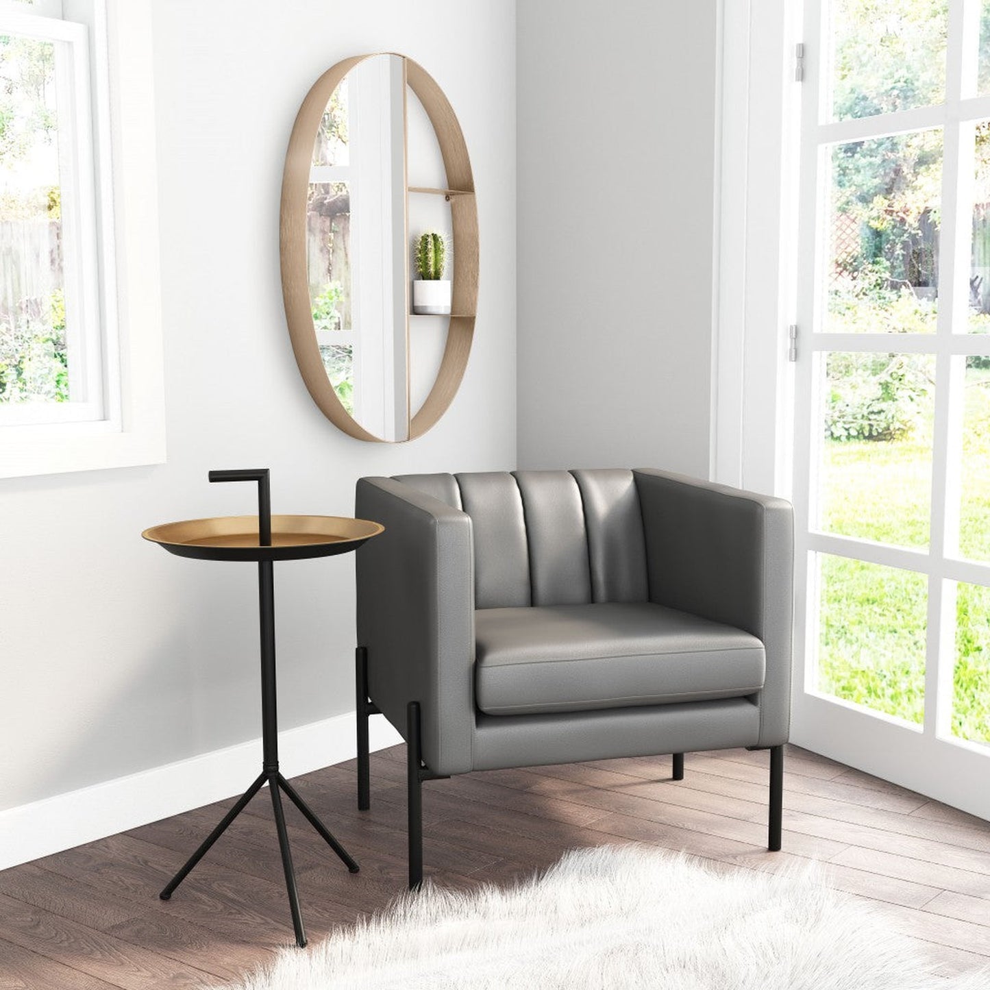 HomeRoots Half Mirror Half Shelf Bronze Unit