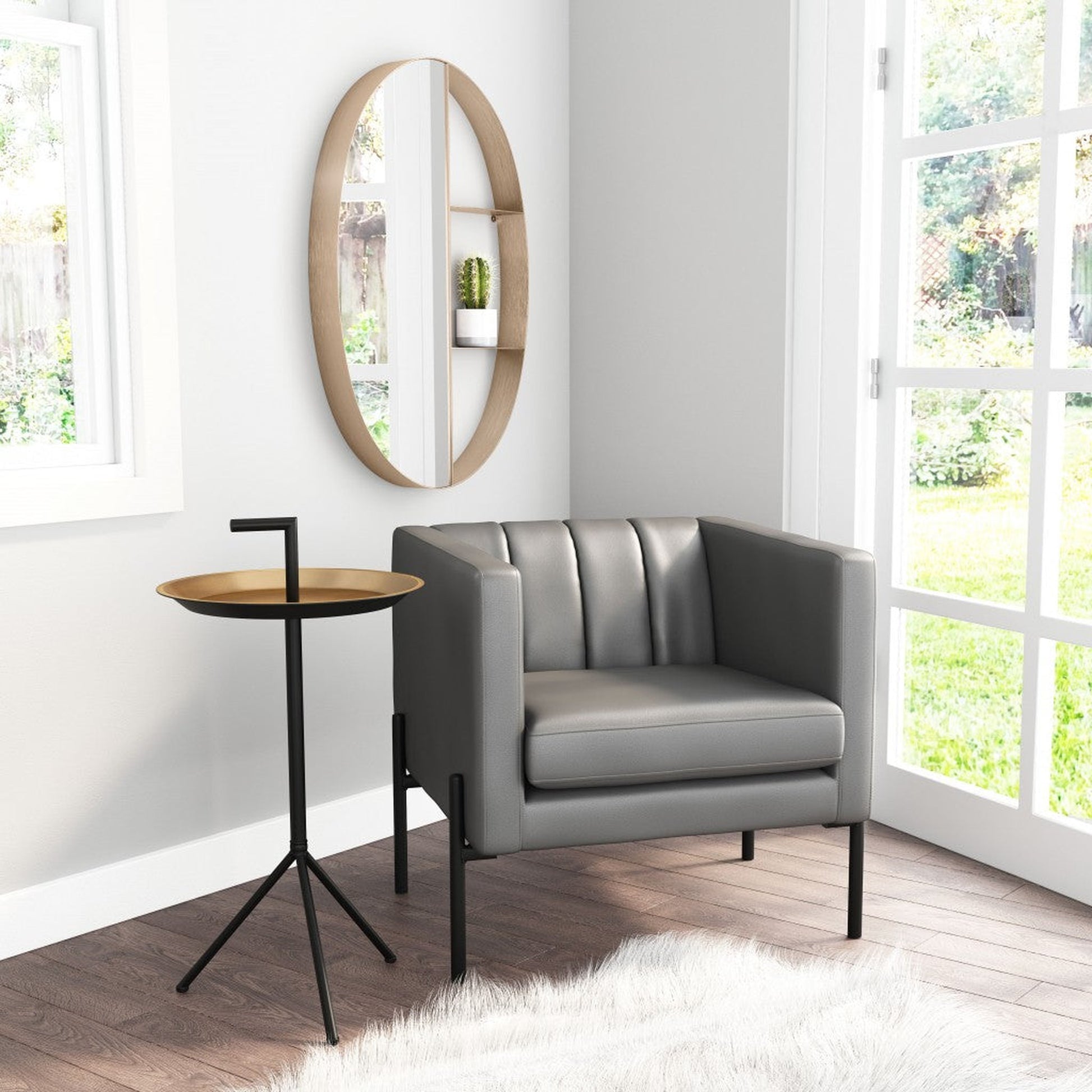 HomeRoots Half Mirror Half Shelf Bronze Unit