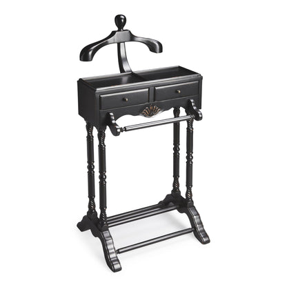 HomeRoots Handsome Vintage Style Wood Valet in Black Finish