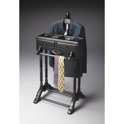 HomeRoots Handsome Vintage Style Wood Valet in Black Finish