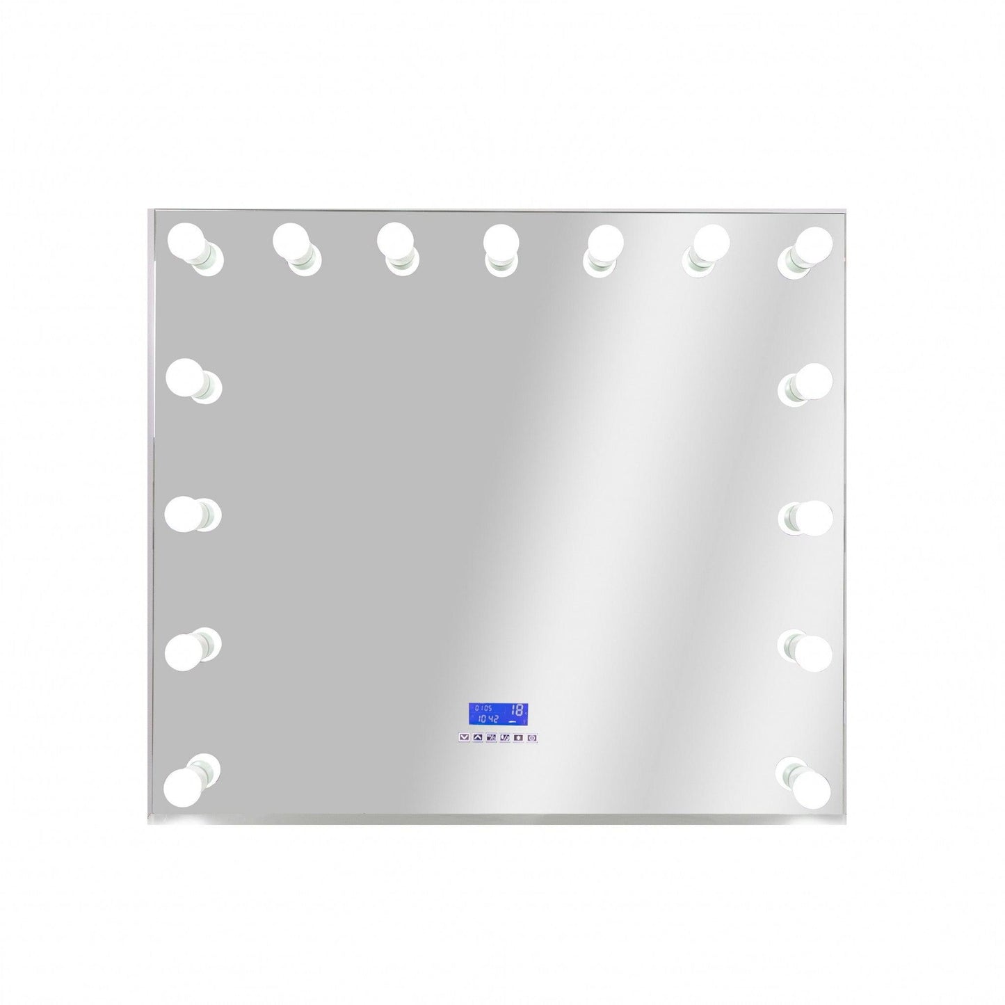 HomeRoots Hollywood USB Touchscreen Light Up Mirror in Silver Stand