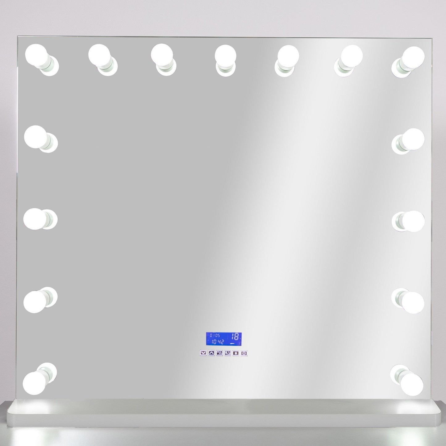 HomeRoots Hollywood USB Touchscreen Light Up Mirror in White Stand