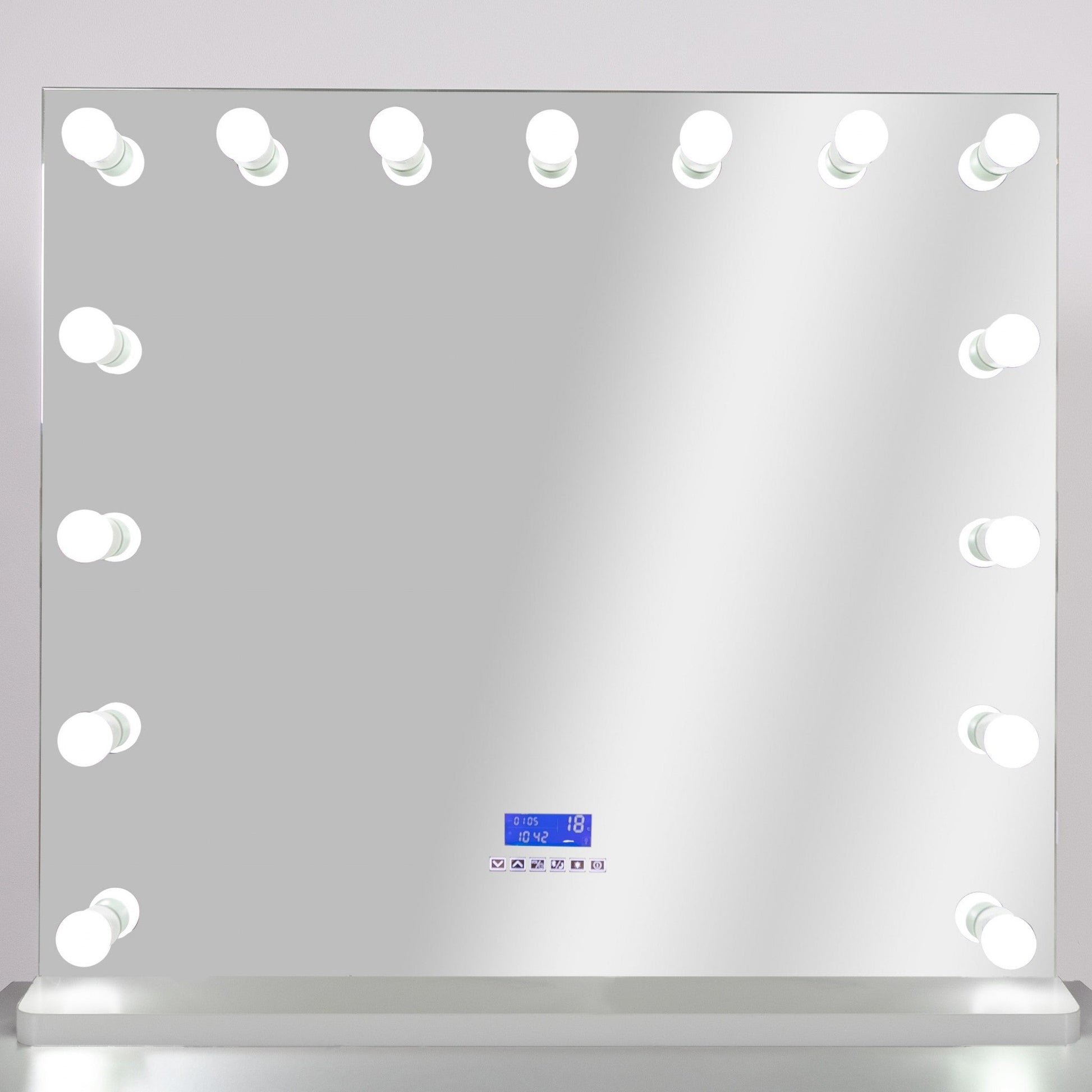 HomeRoots Hollywood USB Touchscreen Light Up Mirror in White Stand