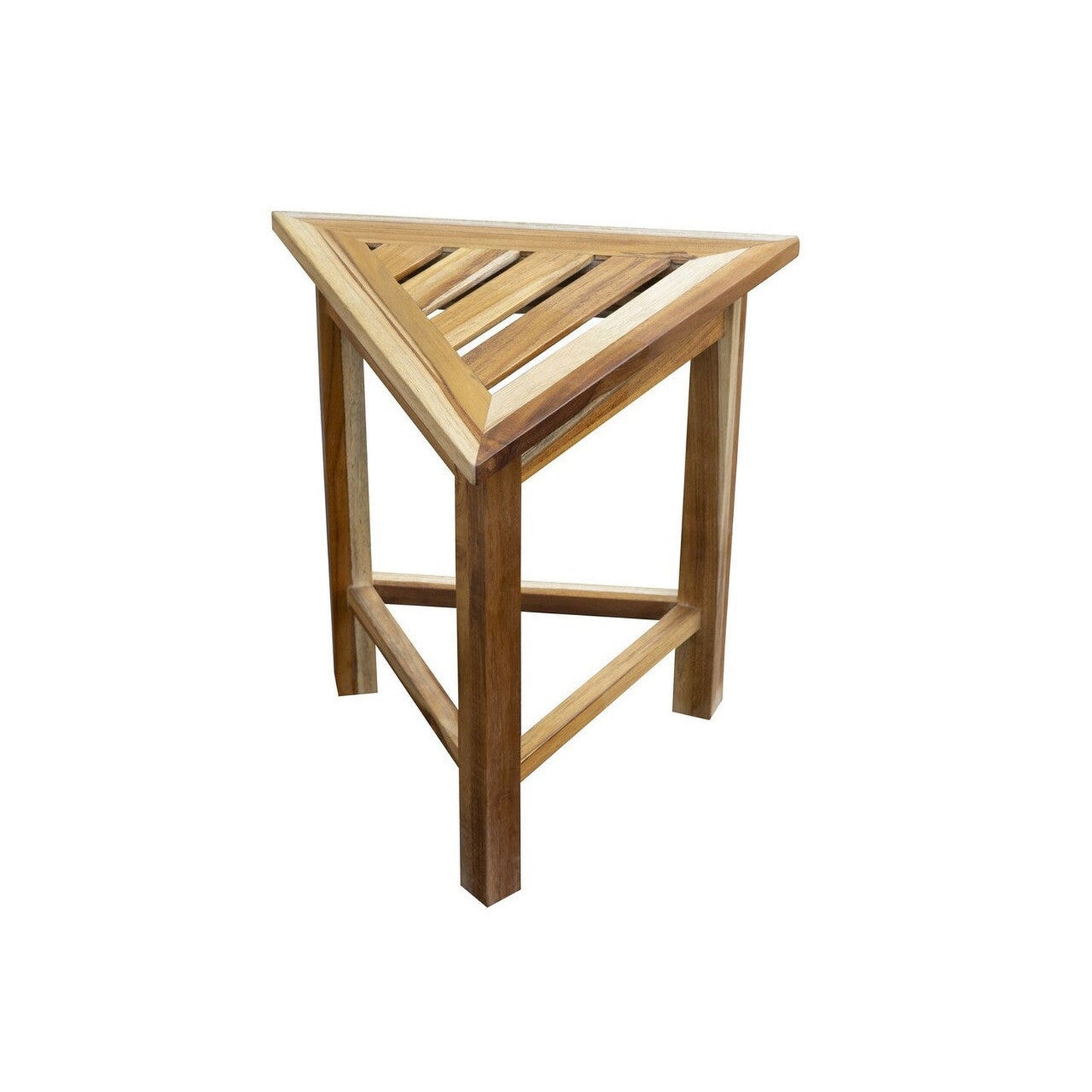 HomeRoots Hotel Natural Teak 18" Triangle Corner Shower Bench Or Shelf