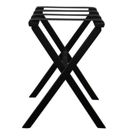 HomeRoots HotelWood Folding Luggage Rack in Black Finish With Black Straps