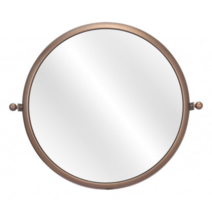 HomeRoots Industrial Gold Round Mirror