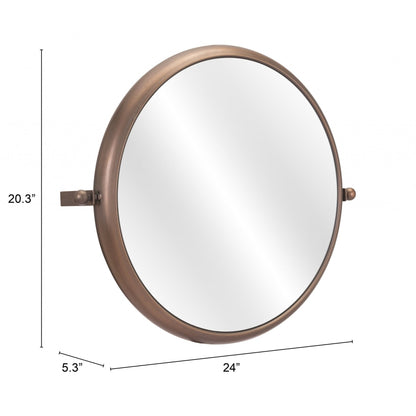 HomeRoots Industrial Gold Round Mirror