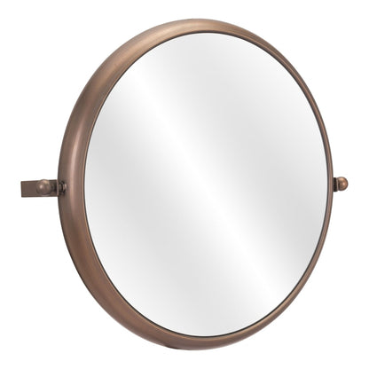 HomeRoots Industrial Gold Round Mirror