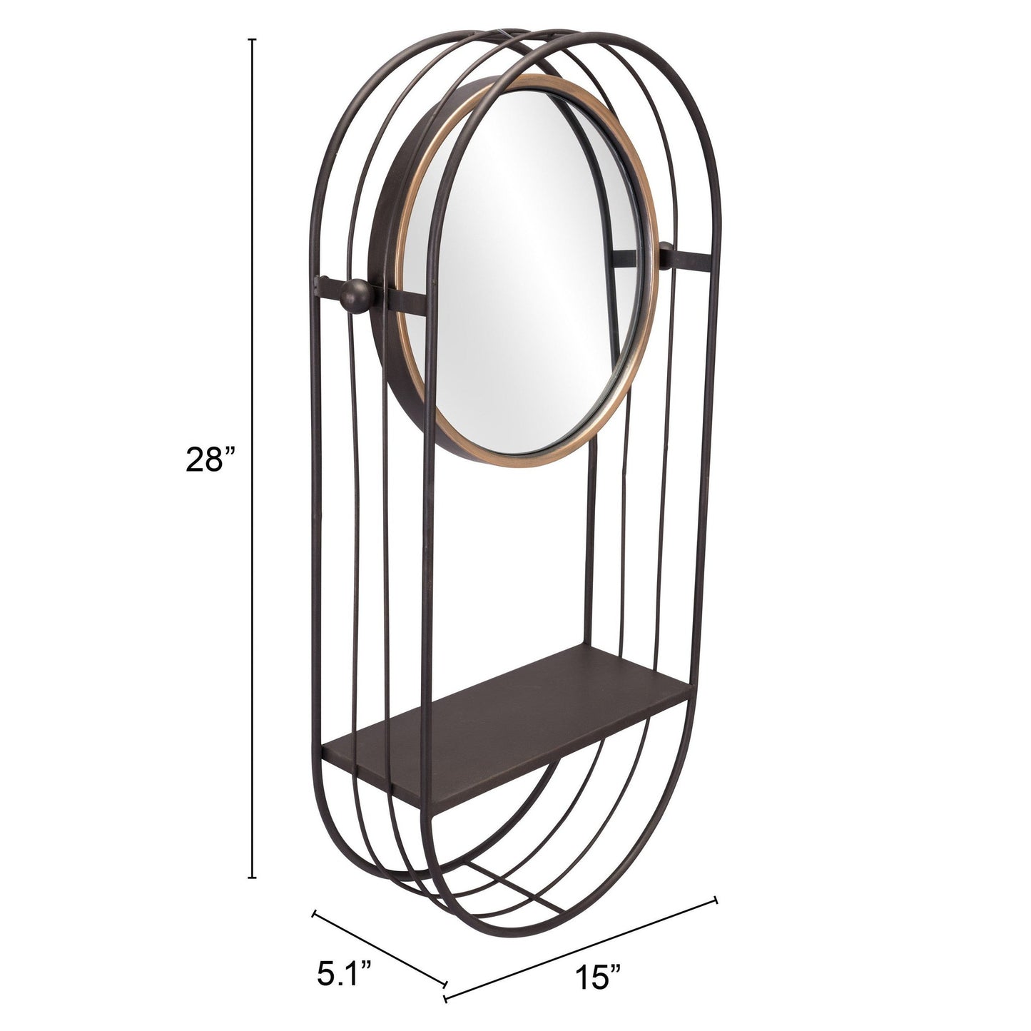 HomeRoots Industrial Gray Mirror Shelf