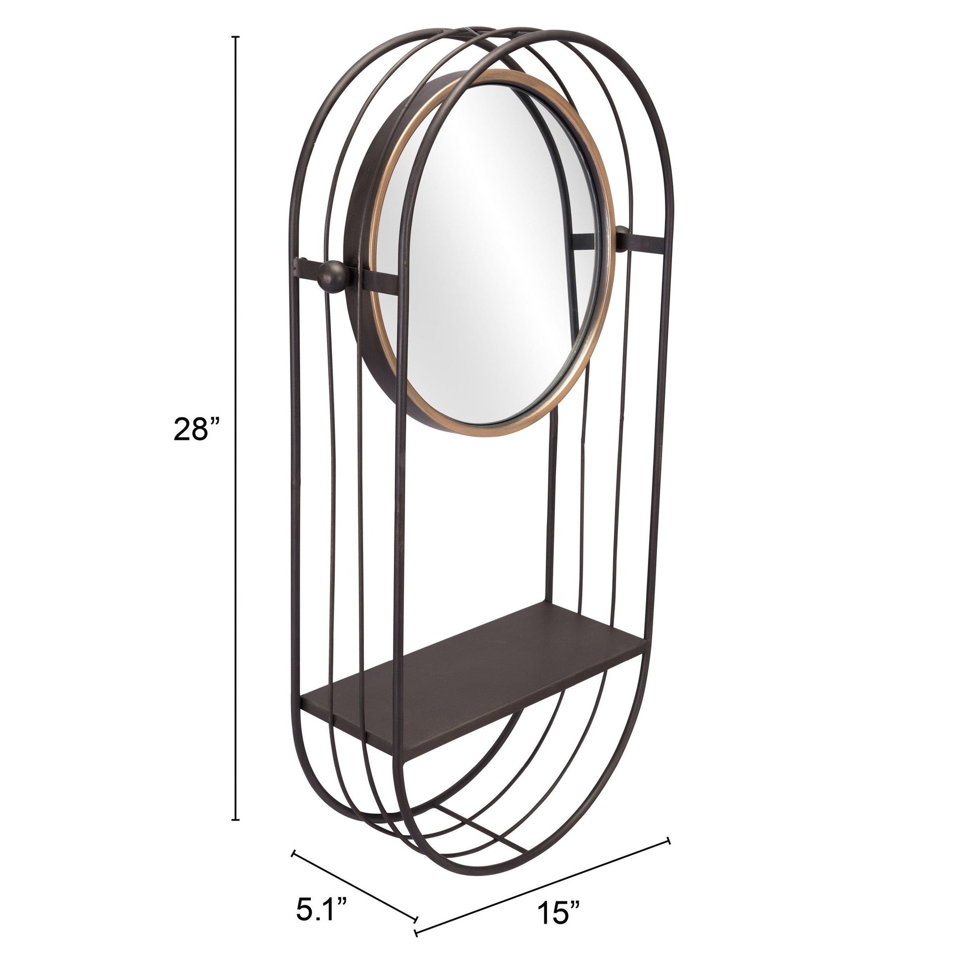 HomeRoots Industrial Gray Mirror Shelf