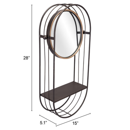 HomeRoots Industrial Gray Mirror Shelf