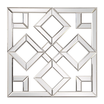 HomeRoots Interlocking Mirrored Squares With Lattice Design