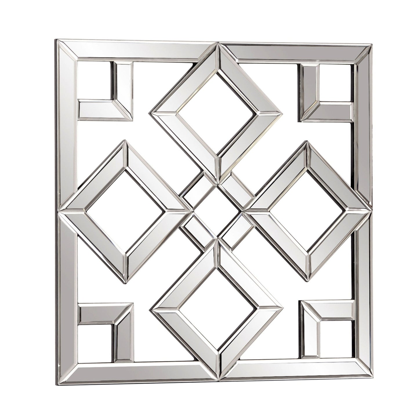 HomeRoots Interlocking Mirrored Squares With Lattice Design