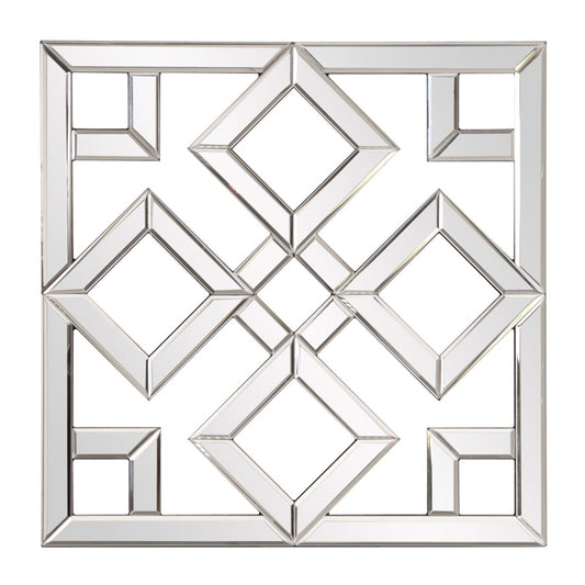 HomeRoots Interlocking Mirrored Squares With Lattice Design