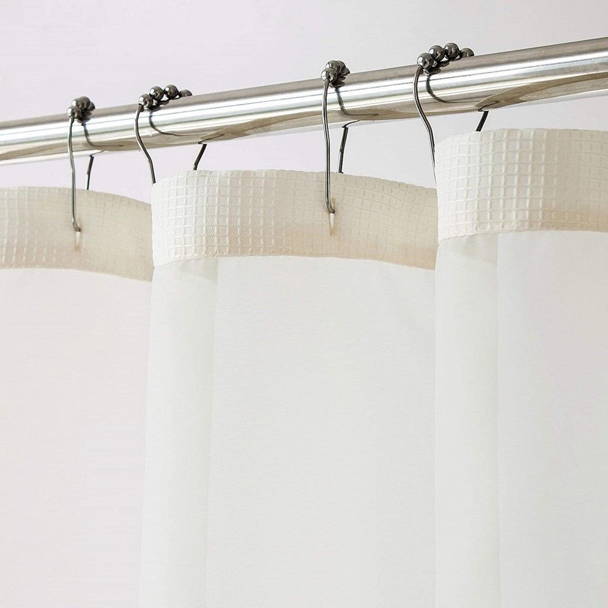 HomeRoots Ivory Sheer And Grid Shower Curtain And Liner Set