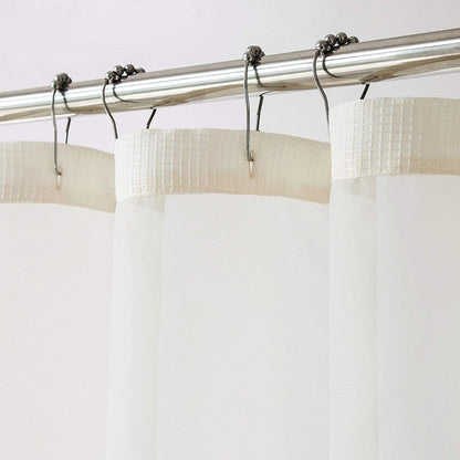 HomeRoots Ivory Sheer And Grid Shower Curtain And Liner Set