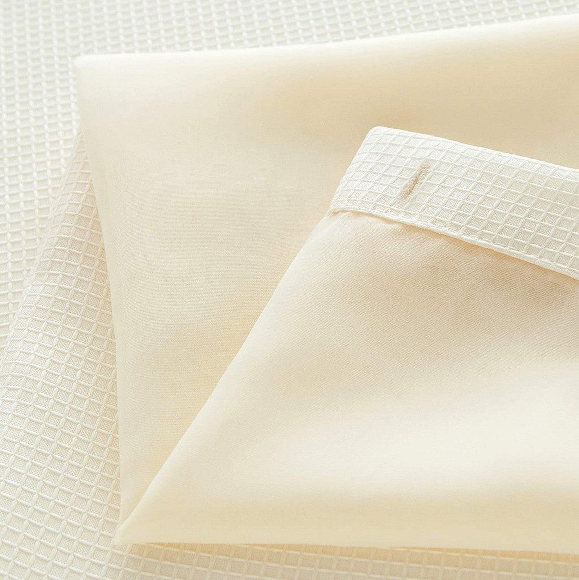 HomeRoots Ivory Sheer And Grid Shower Curtain And Liner Set