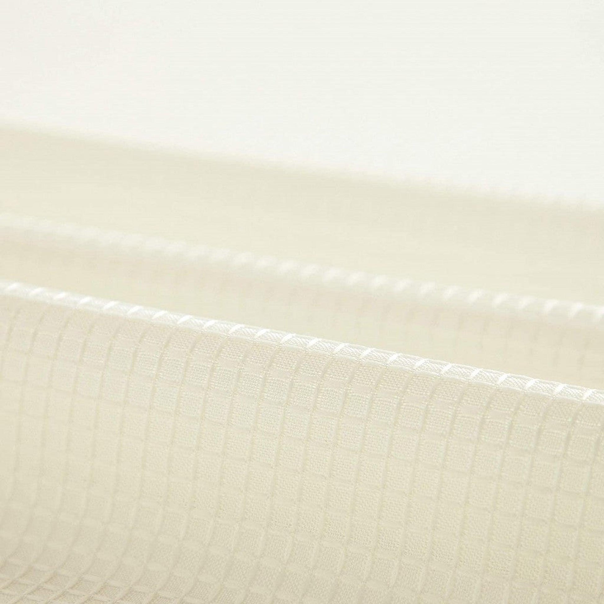 HomeRoots Ivory Sheer And Grid Shower Curtain And Liner Set