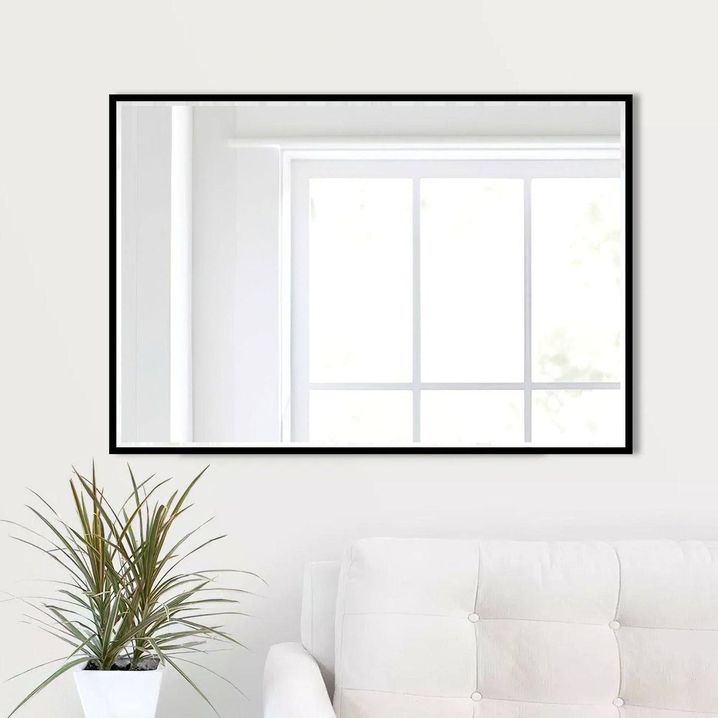 HomeRoots Jumbo Black Beveled Wall Mirror