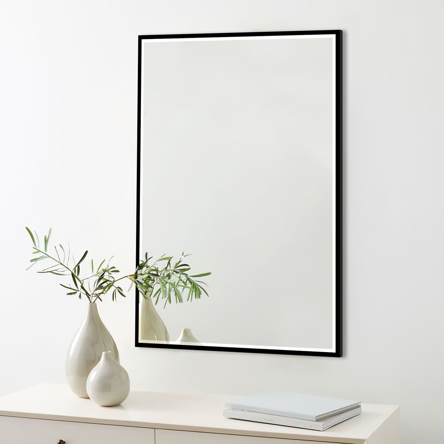 HomeRoots Jumbo Black Beveled Wall Mirror