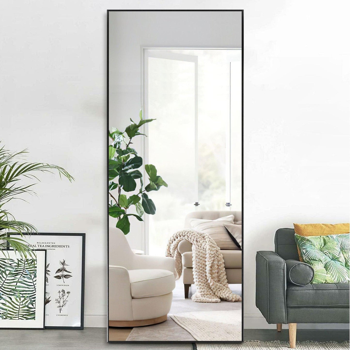 HomeRoots Jumbo Black Full Length Standing Mirror