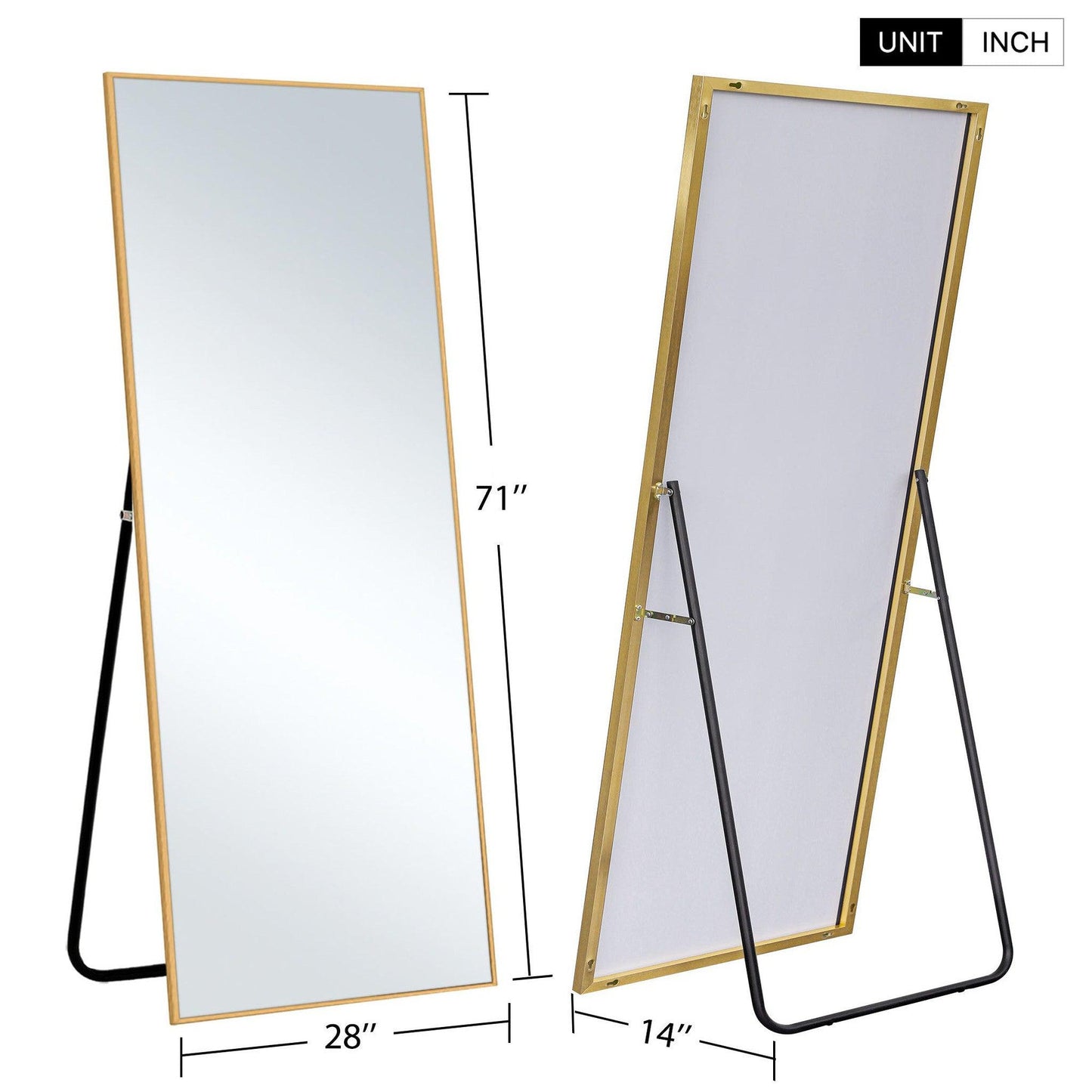 HomeRoots Jumbo Gold Full Length Standing Mirror