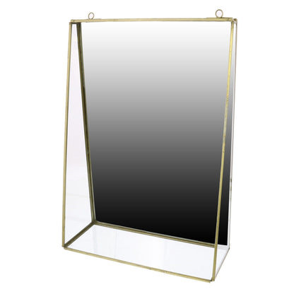 HomeRoots Jumbo Gold Metal Vanity Mirror with Shelf