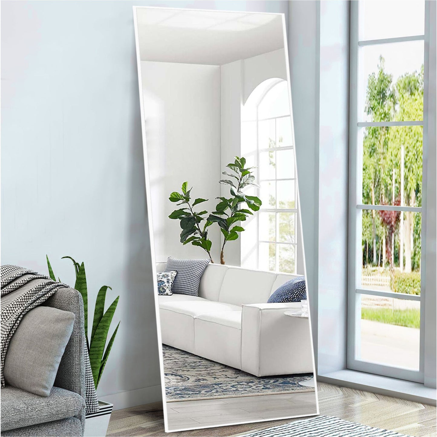 HomeRoots Jumbo White Aluminum Framed Mirror